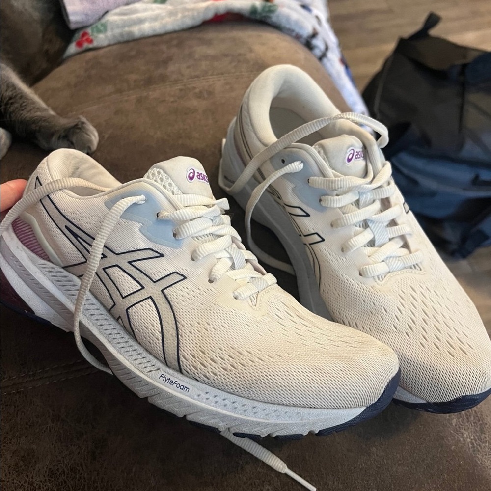 ASICS Women's Athletic Shoes - Cream and Purple